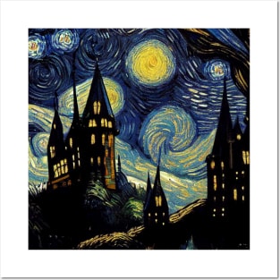 Starry Night Wizarding School Van Gogh Posters and Art